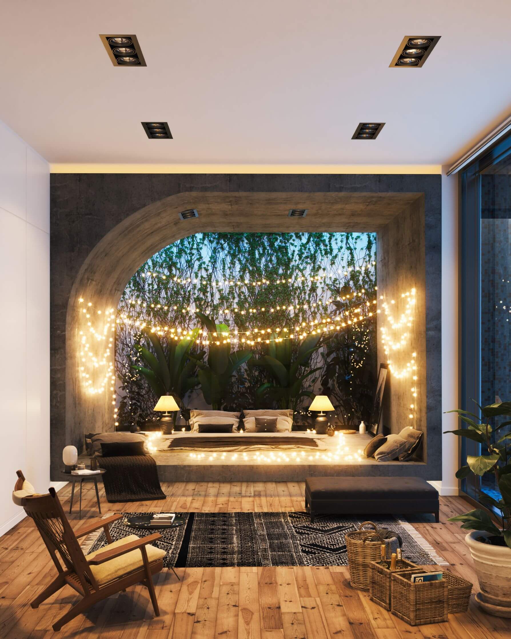 cozy living room with illumination